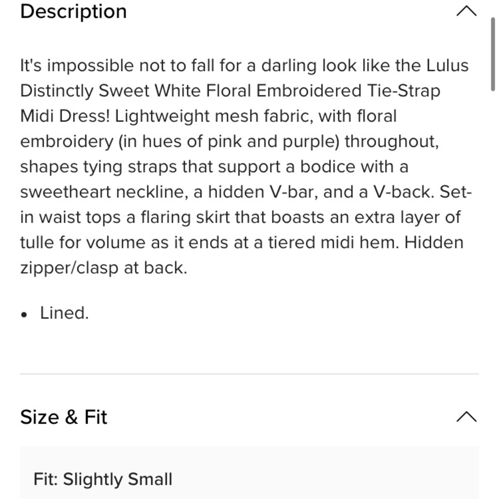 New: Lulus Distinctly Sweet White Floral Embroidered Tie-Strap Midi. Size Med - Picture 10 of 12